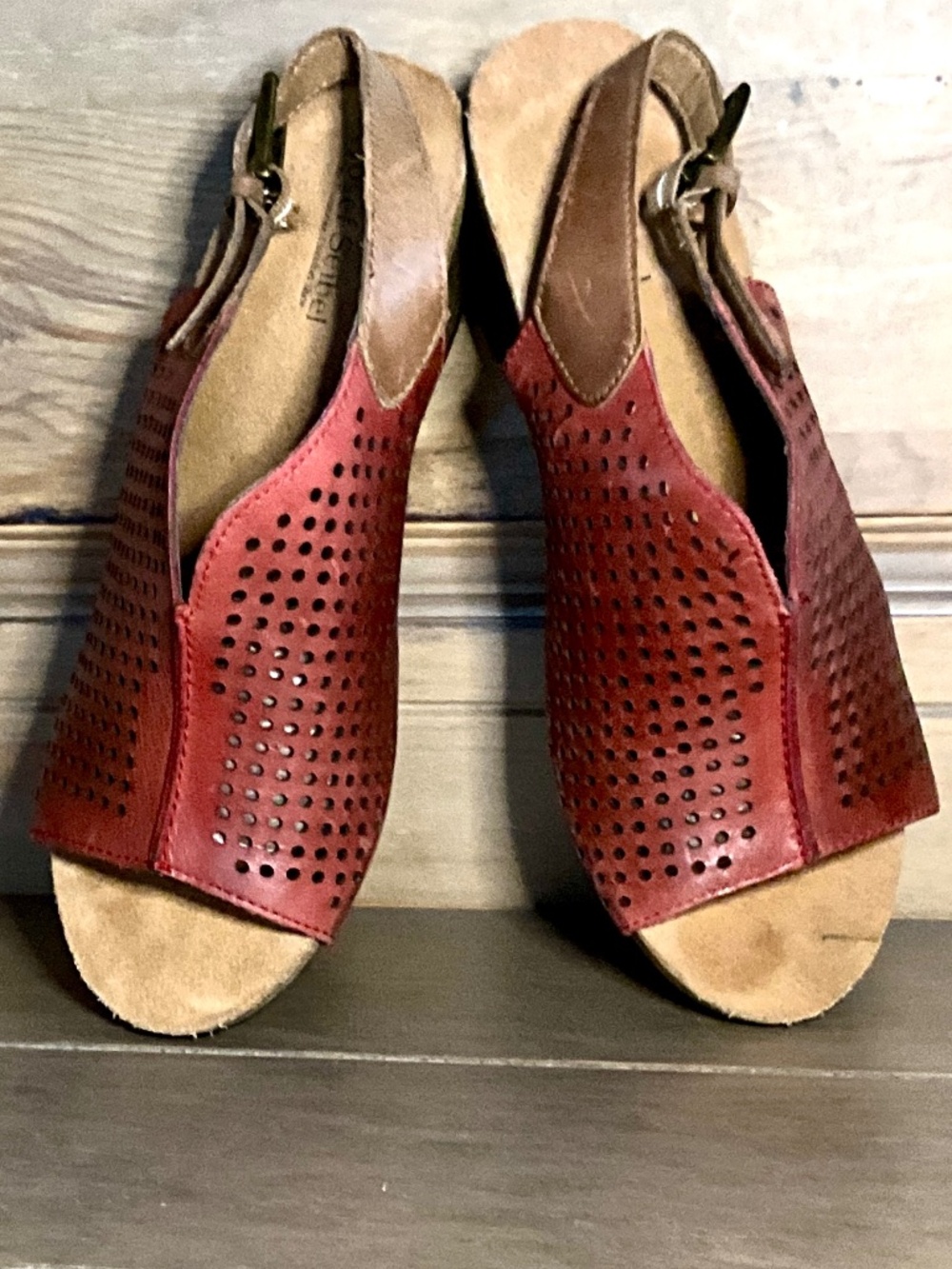 Joseph Siebel Leather Slingback Sandals SIZE EU38 TerraCotta Perforated Open Toe
